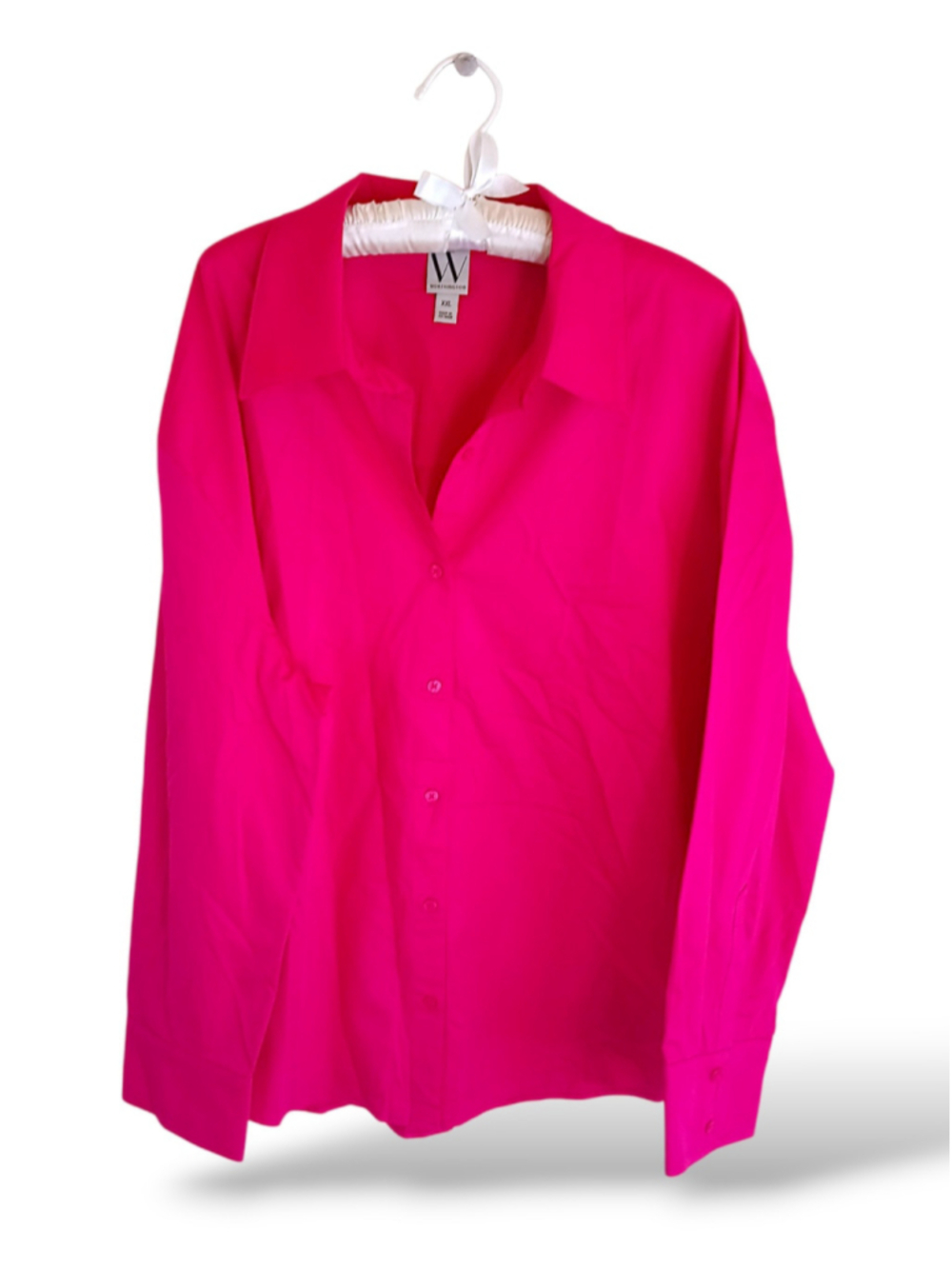 Worthington Cyber Pink Button Down Shirt work business colorful neon plus xxl 2x - Picture 2 of 11